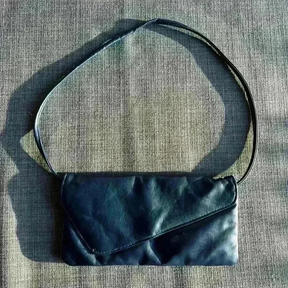 Vintage Y2K Inspired Party Stylish Navy Blue Faux Leather Shoulder Bag Purse - Picture 2 of 16